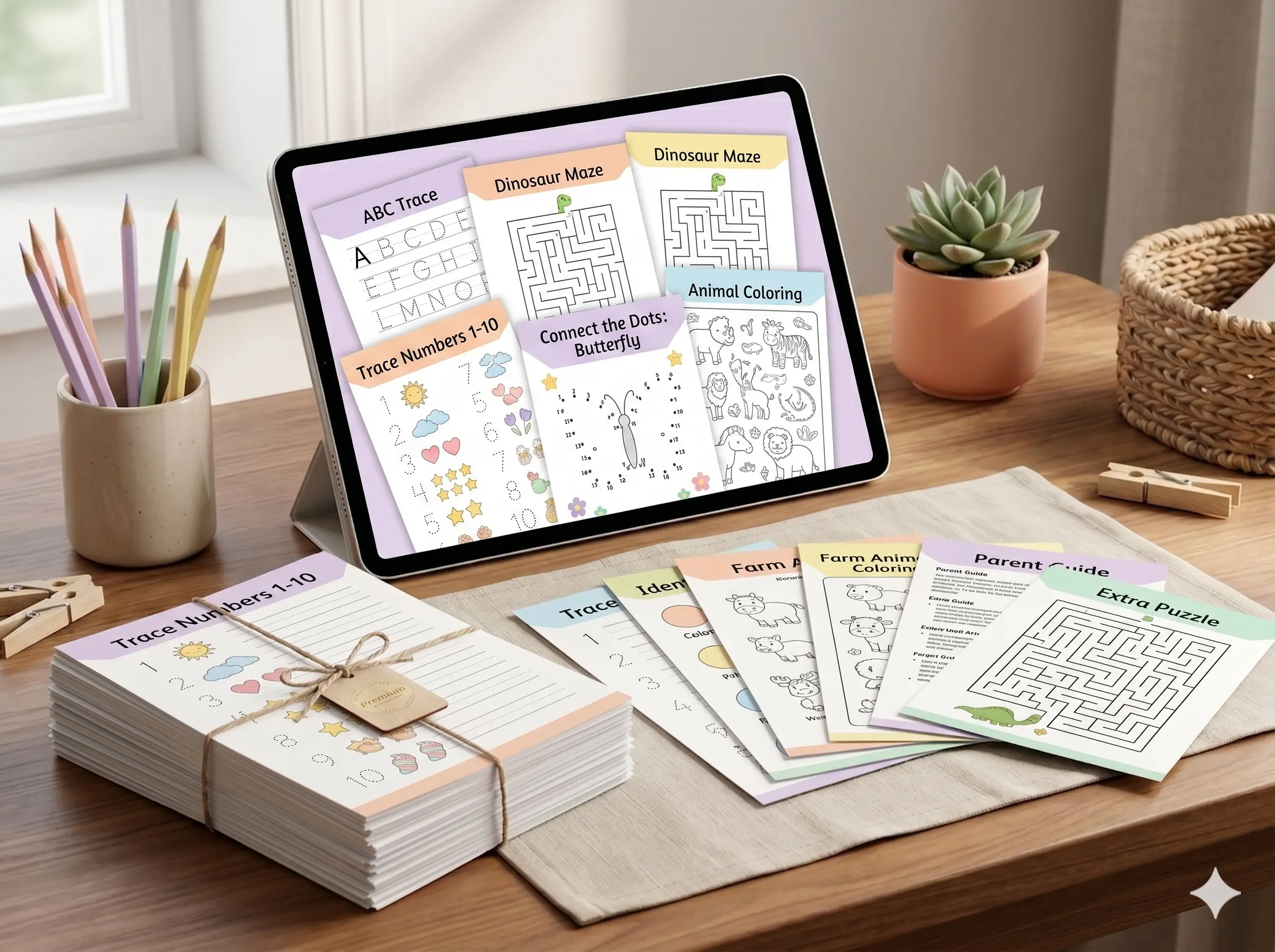 Premium preschool activity bundle mockup