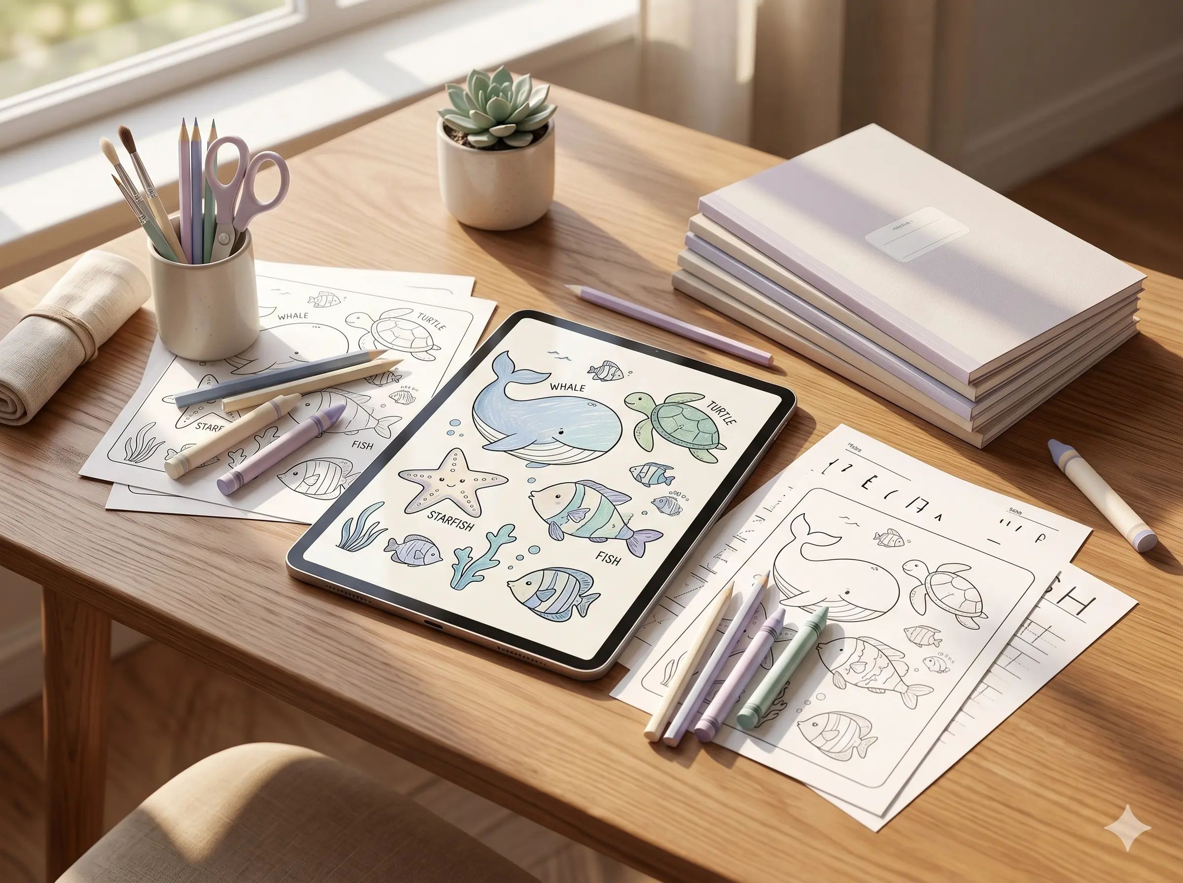 Ocean Friends Coloring preview composition